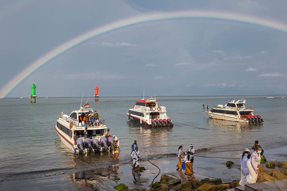 Fast boat transportation at Sanur harbor